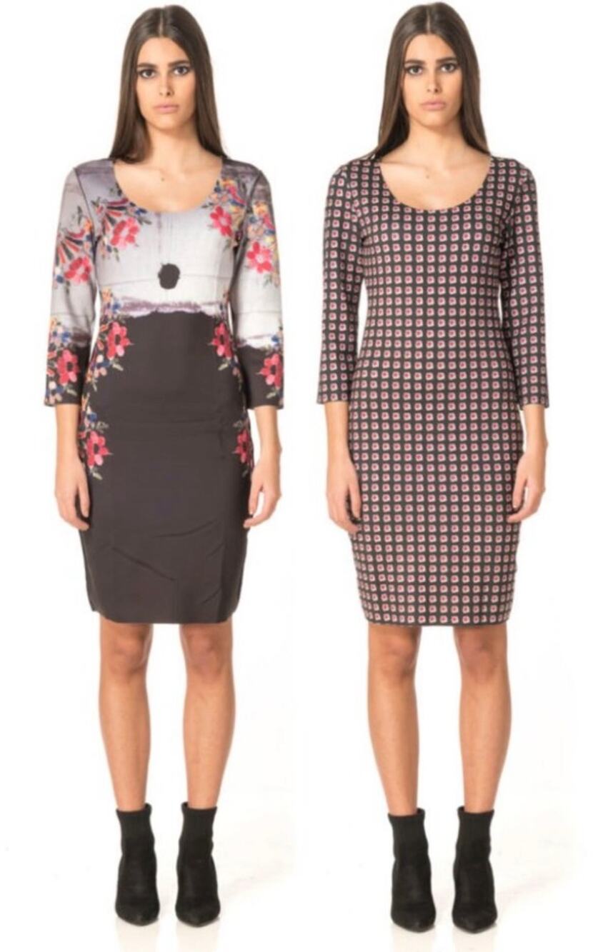 Animapop Neoprene Reversible Dress Bodycon Painted Floral Artsy Edgy Scoop Neck